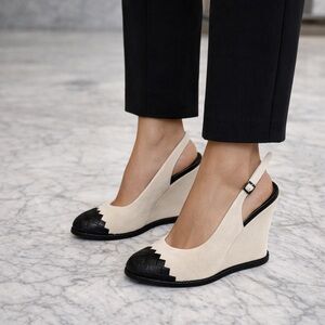 Bottega Veneta slingback wedge heels in size 39 (US approx 8.5–9).